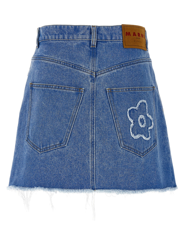 Patch skirt Light Blue Cotton