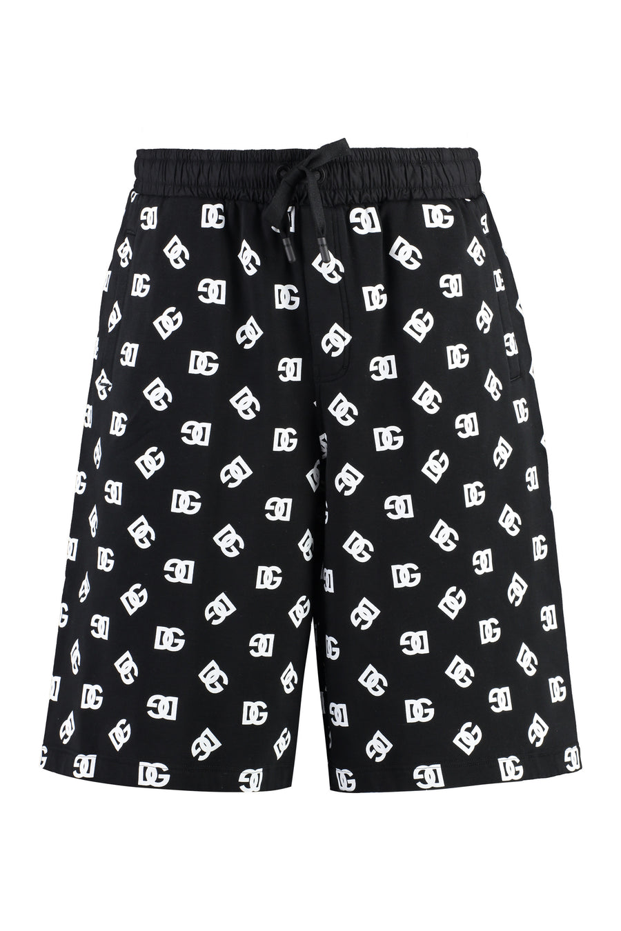 Cotton Bermuda Shorts Black Elastane