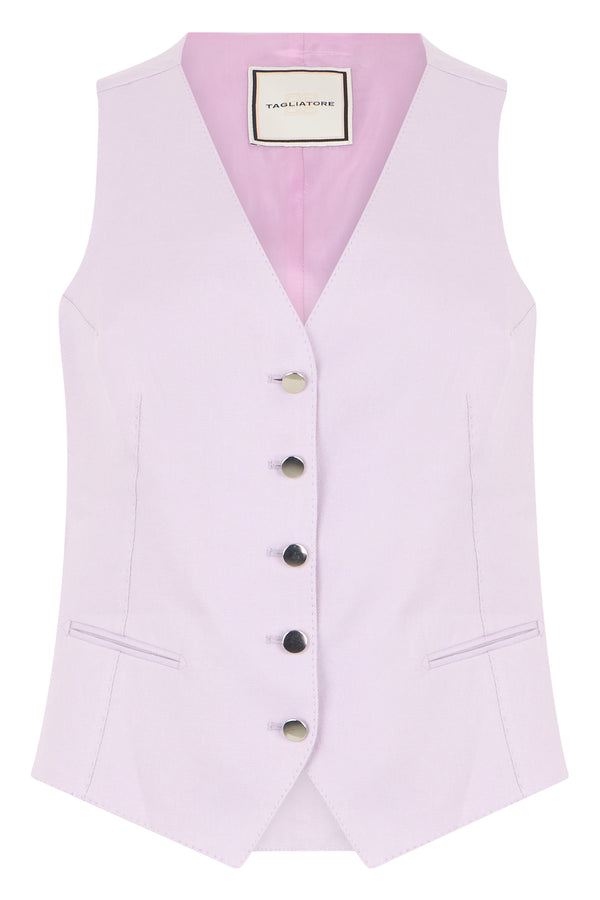 Linen Vest Gracie Lilac Waistcoats & Gilets