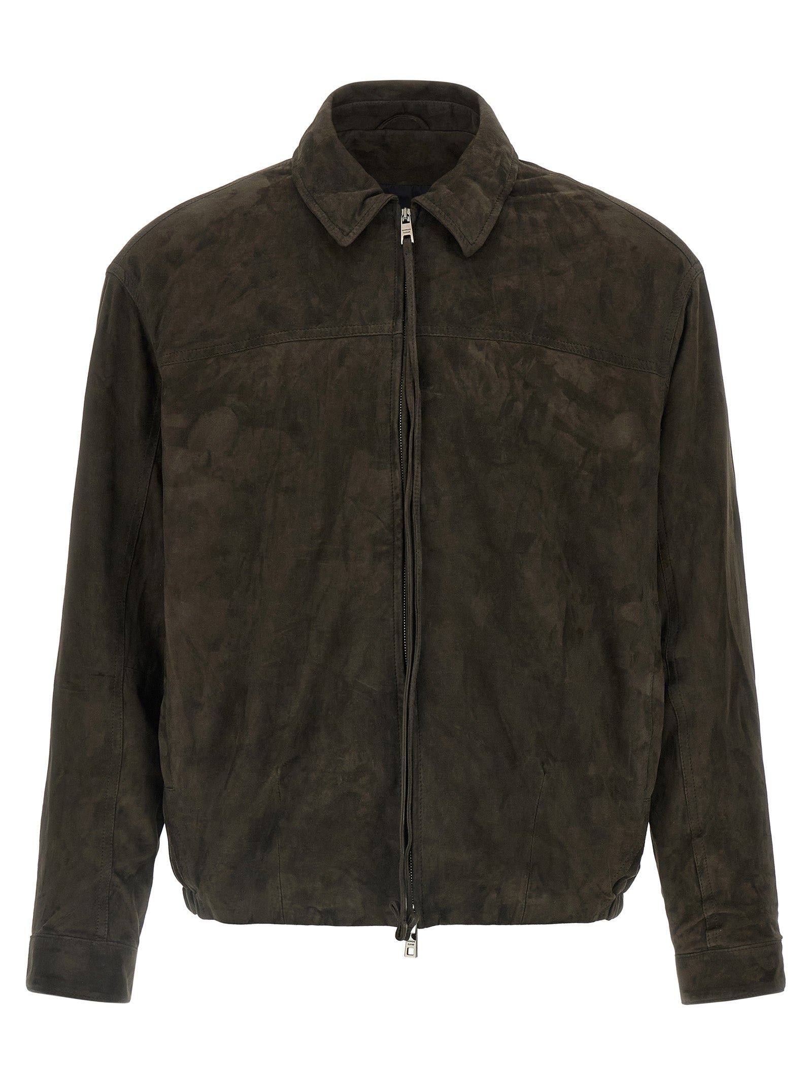 Suede jacket Brown Leather Down Jacket, Parka, Casual