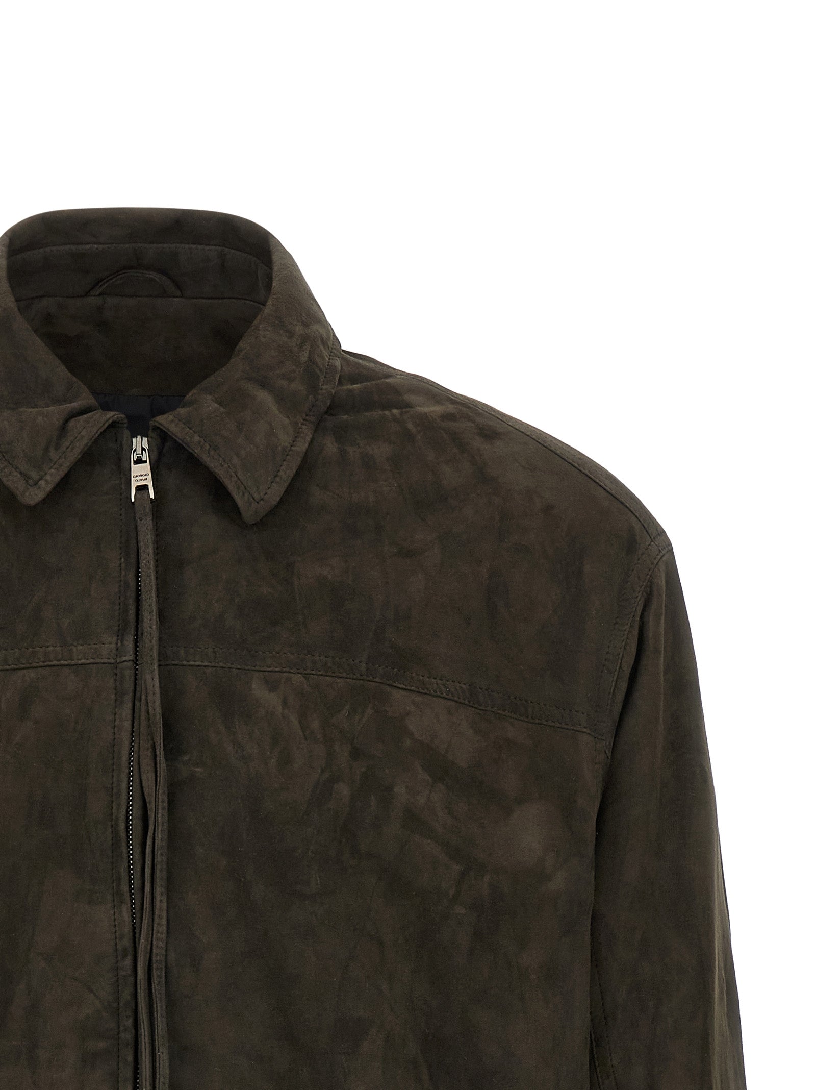 Suede jacket Brown Leather Down Jacket, Parka, Casual