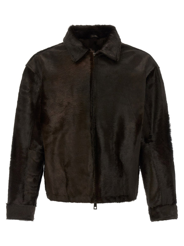 Giorgio Brato Pony Hair Calf Leather Jacket — Brown