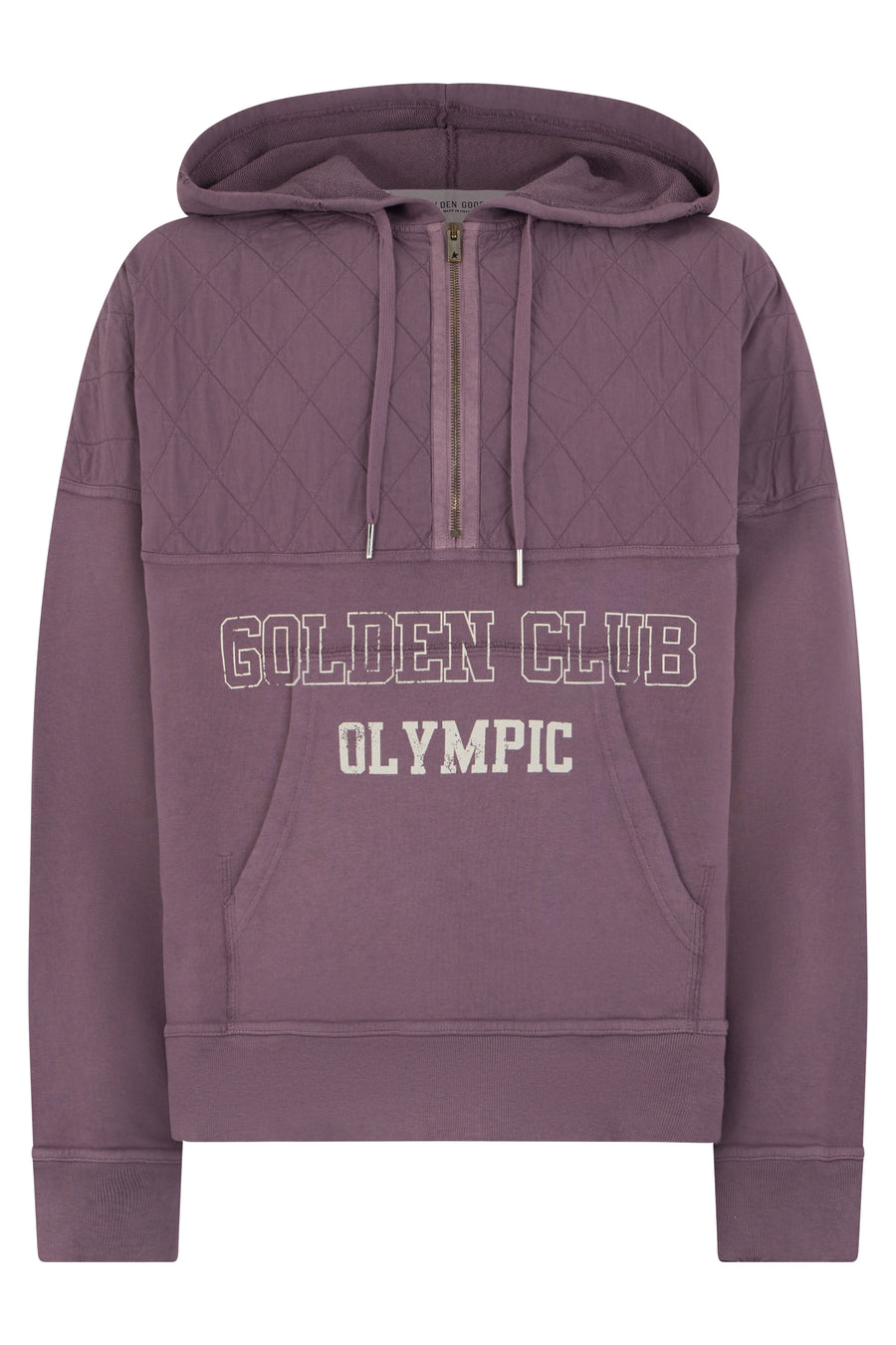Hoodie With Half Zip Mauve Cotton Jumpers