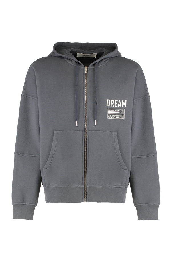 Full-Zip Cotton Hoodie Gray