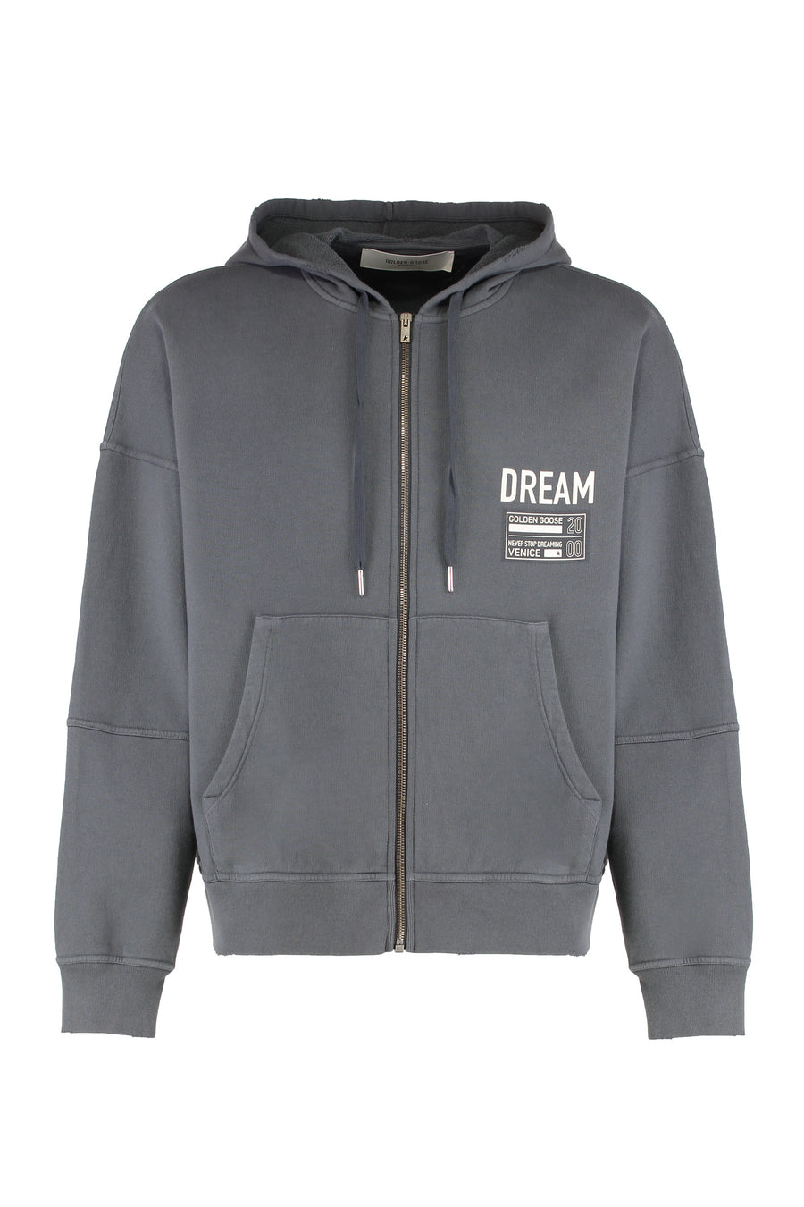 Full-Zip Cotton Hoodie Gray