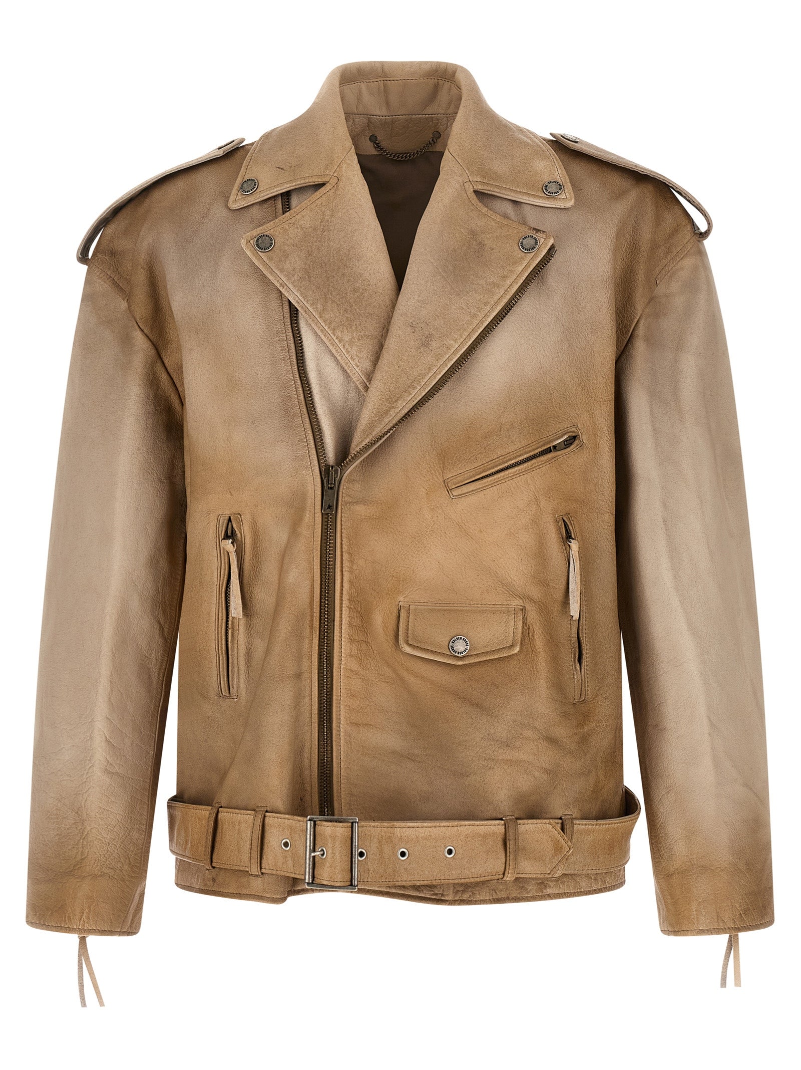 Phoebe jacket Beige Buffalo Leather Down Jacket, Parka, Casual