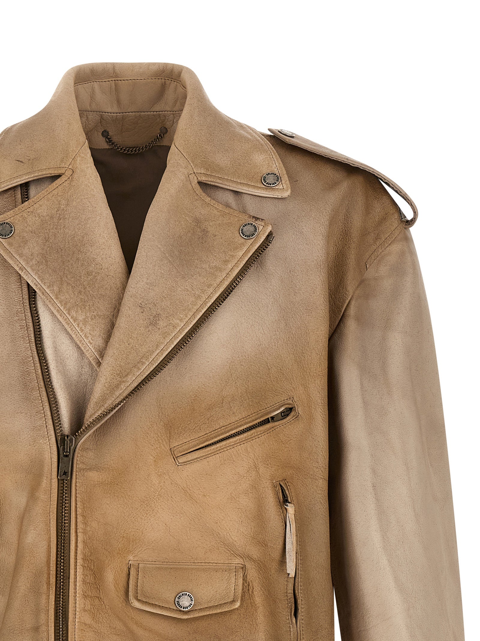 Phoebe jacket Beige Buffalo Leather Down Jacket, Parka, Casual