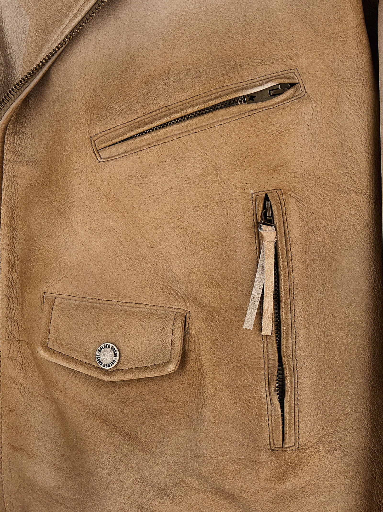 Phoebe jacket Beige Buffalo Leather Down Jacket, Parka, Casual