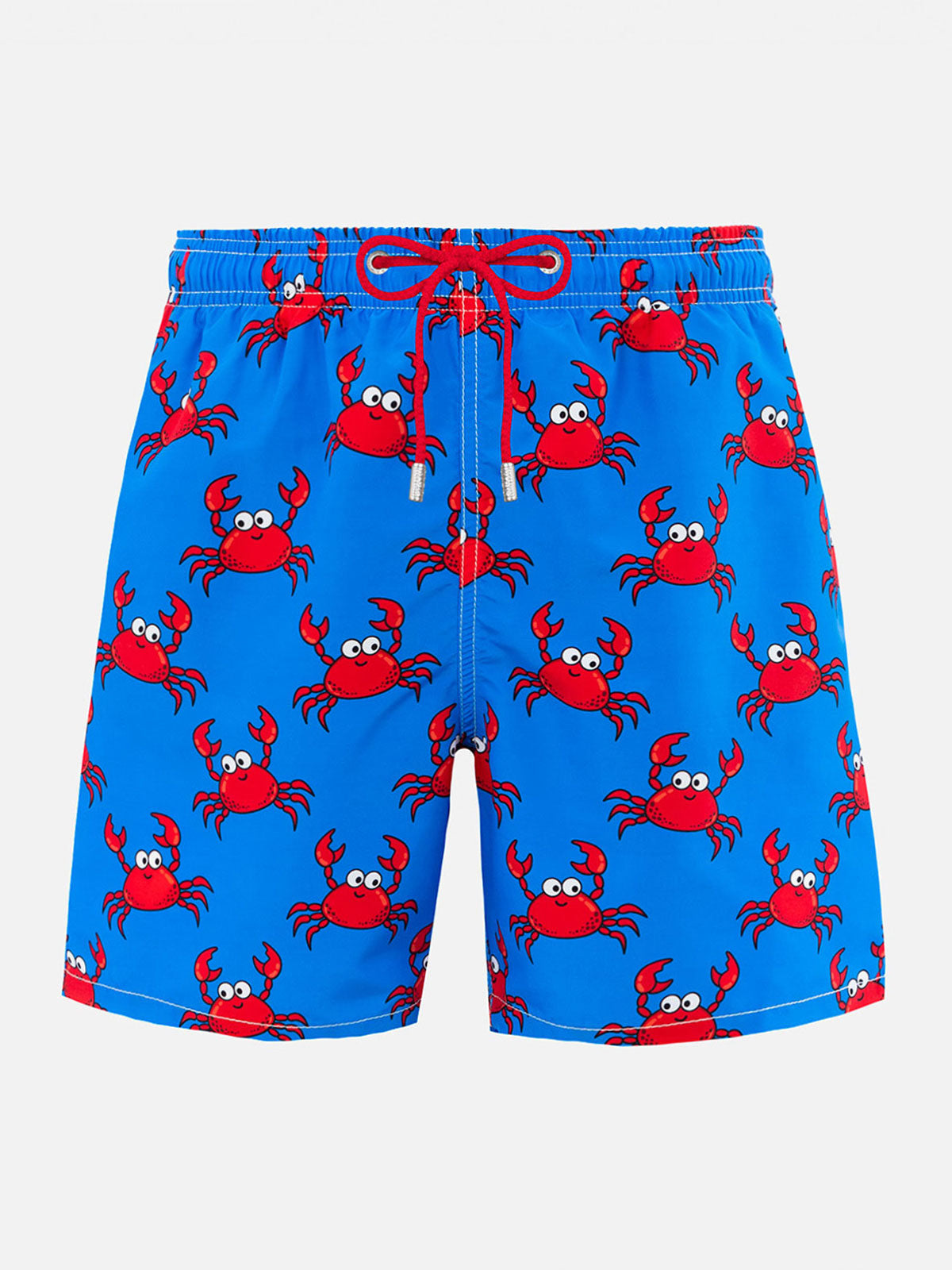 Man Mid-Length Gustavia Swim-Shorts With Crab Print Sky Swimshort