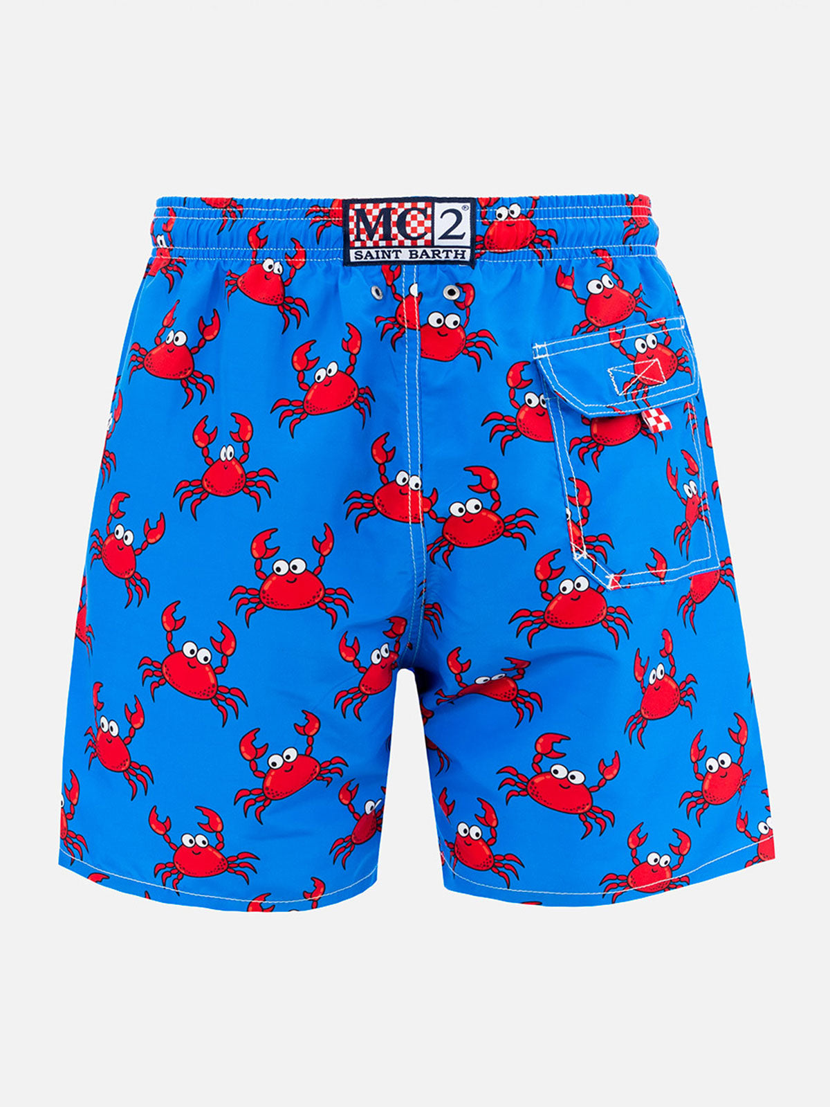 Man Mid-Length Gustavia Swim-Shorts With Crab Print Sky Swimshort