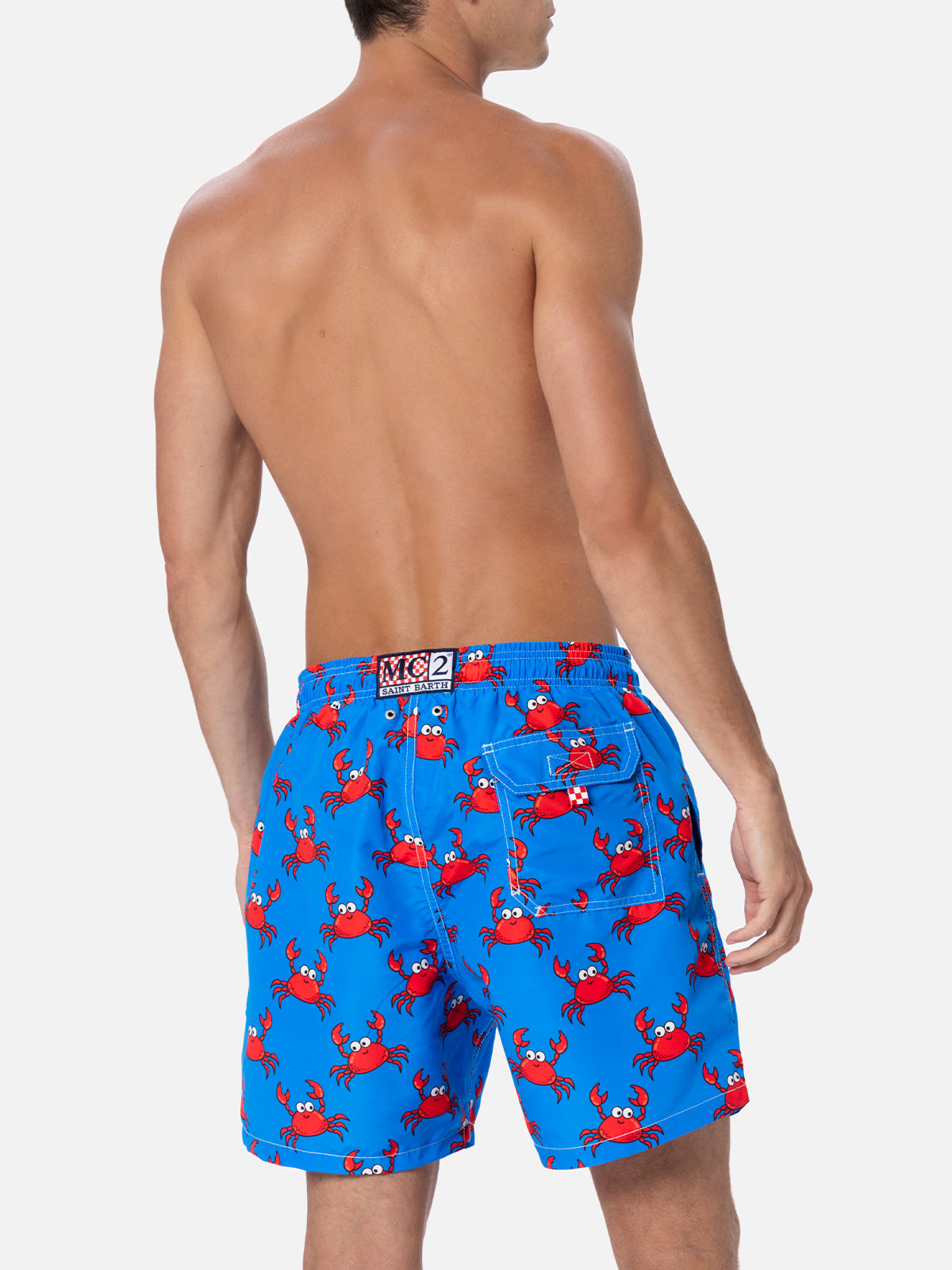 Man Mid-Length Gustavia Swim-Shorts With Crab Print Sky Swimshort