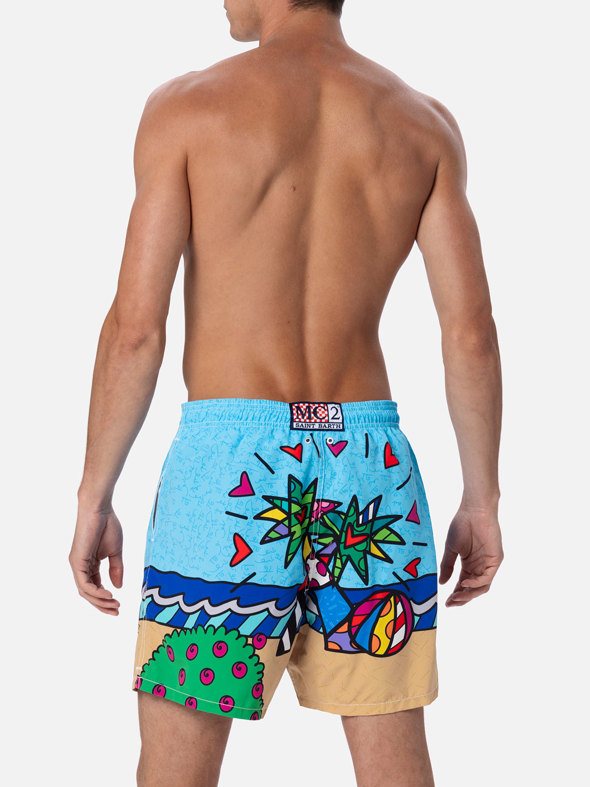 Man Mid-Length Gustavia Swim-Shorts With Britto Design Placed Print | ©britto Special Edition Sky Swimshort