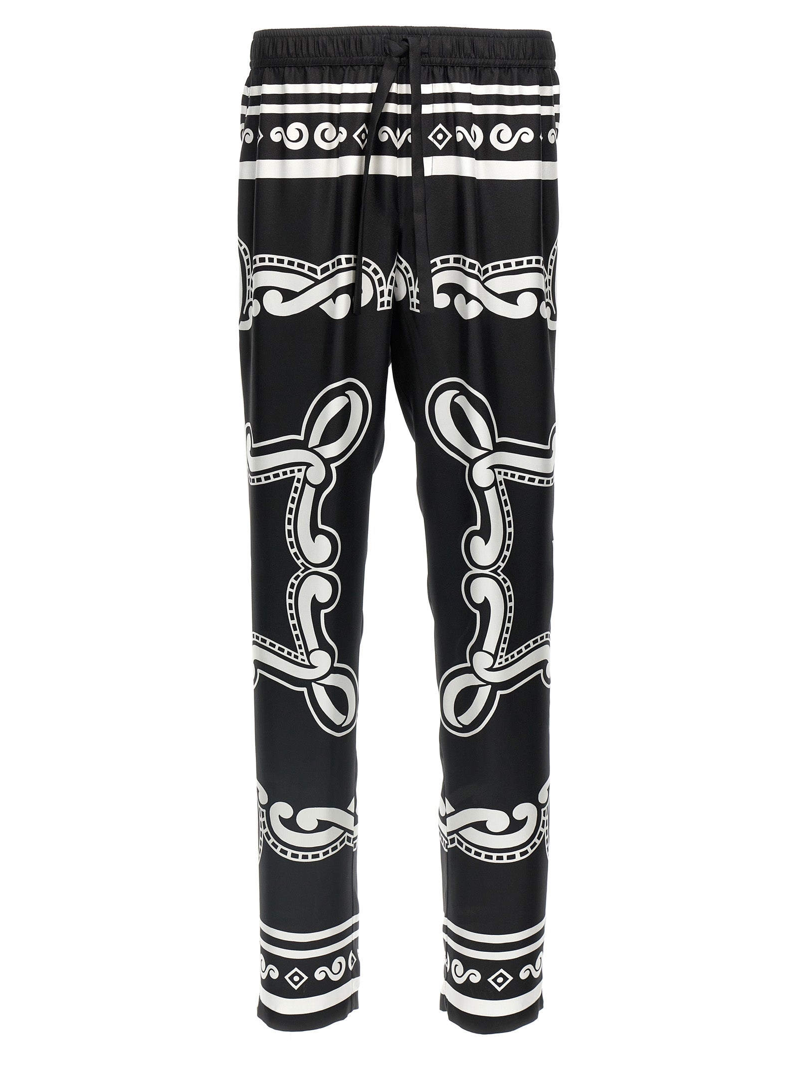 Silk pants White/black