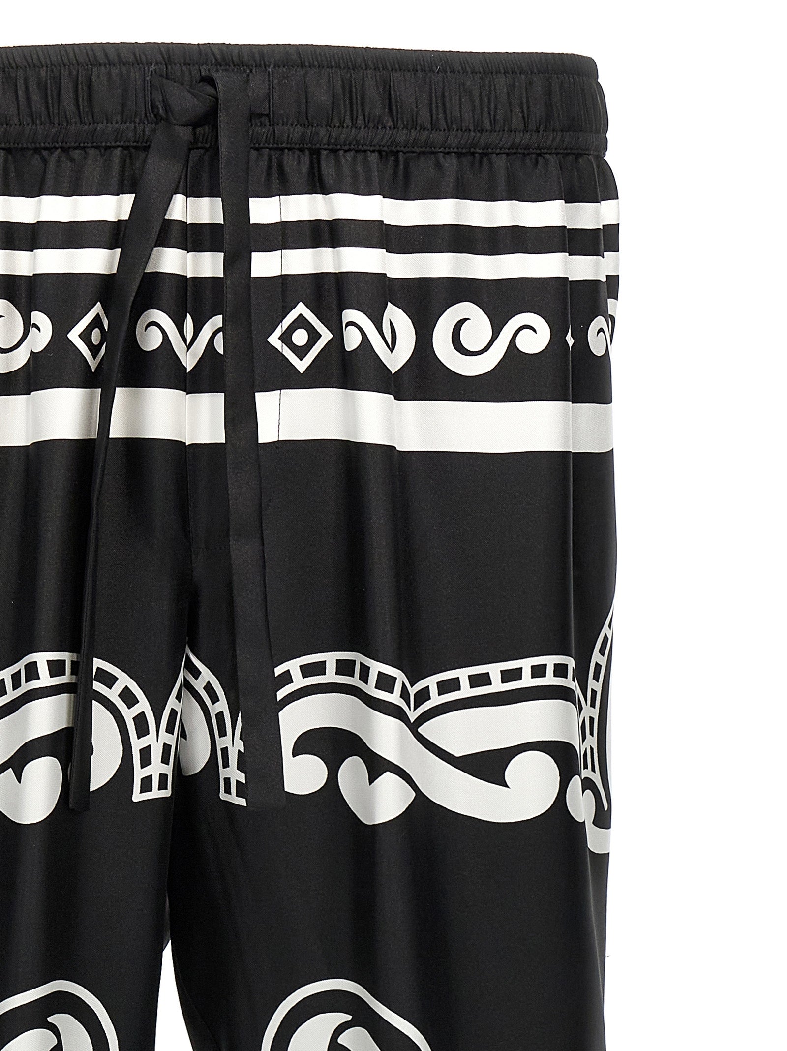 Silk pants White/black