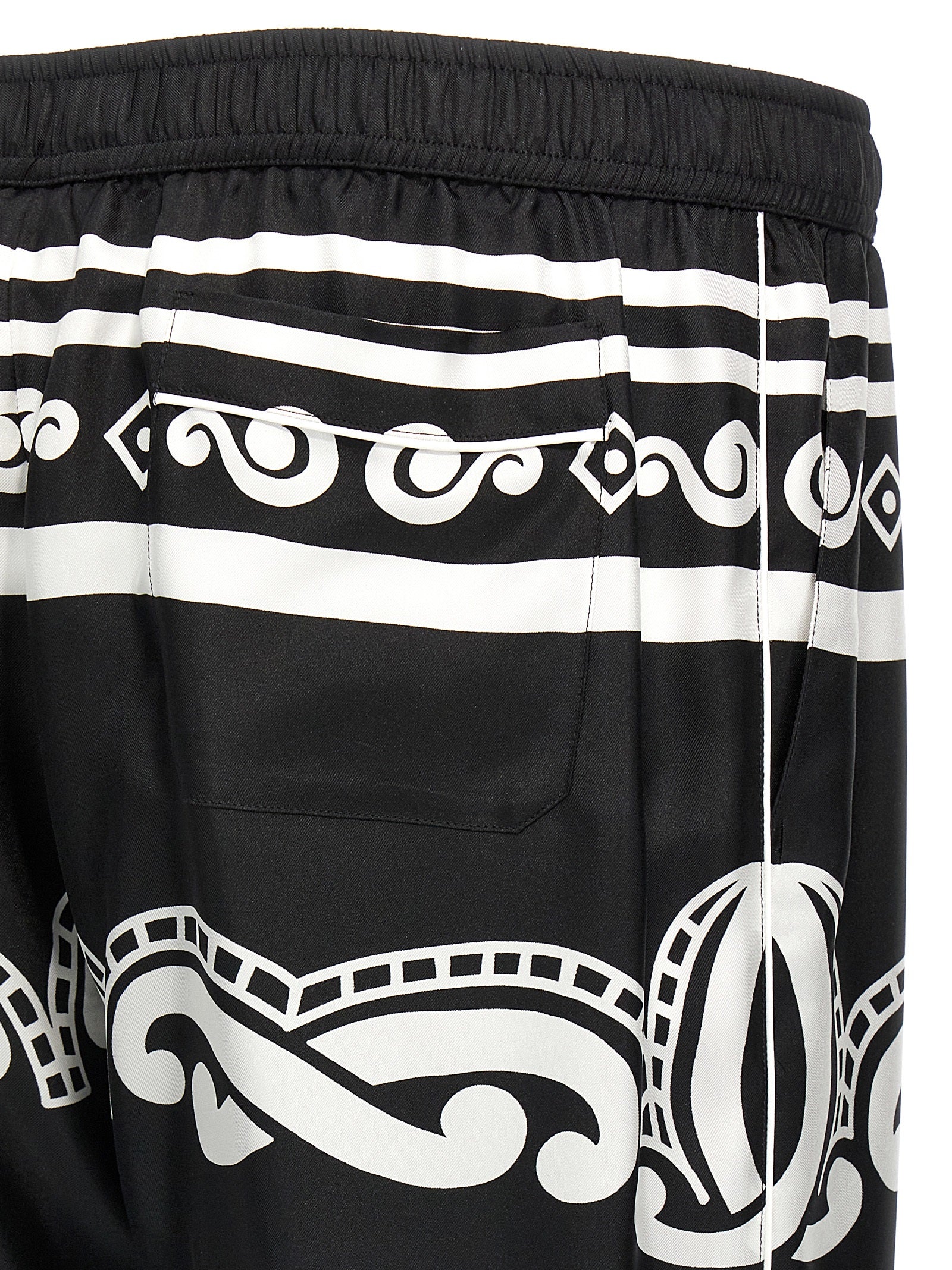 Silk pants White/black