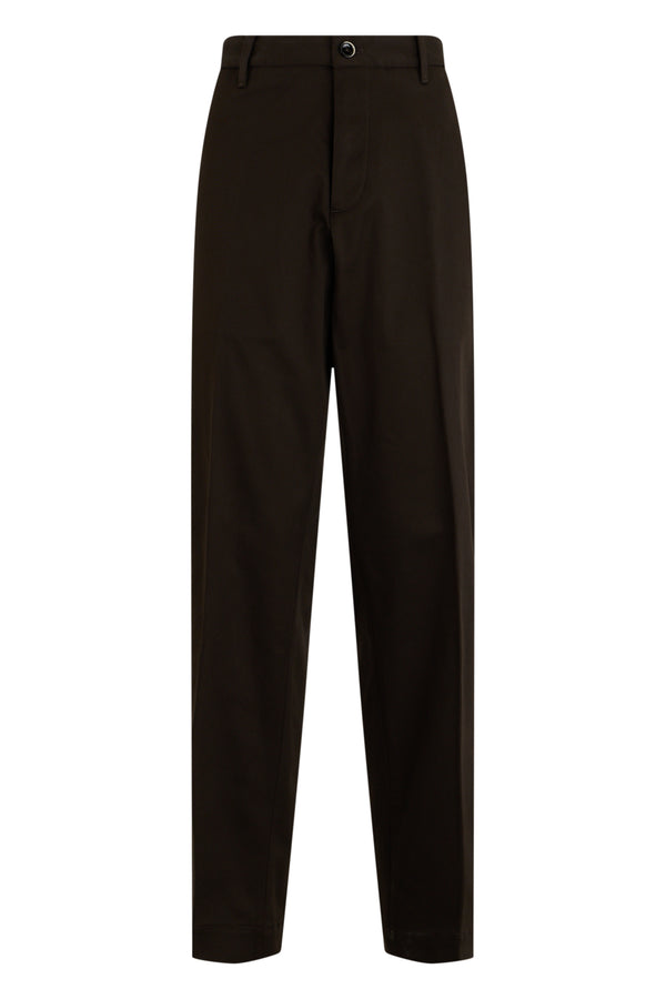 High Waist Virgin Wool Trousers Dark Brown