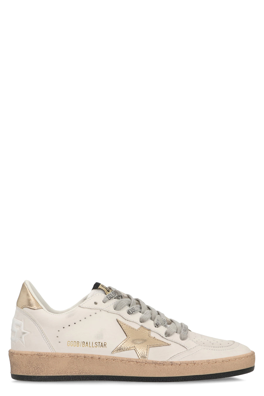 Low-Top Sneakers With Vintage Effect White Cow Hide Trainers