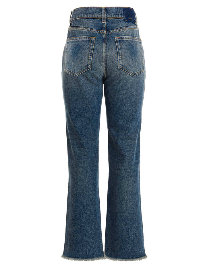 Used-effect hem detail Blue Cotton Jean