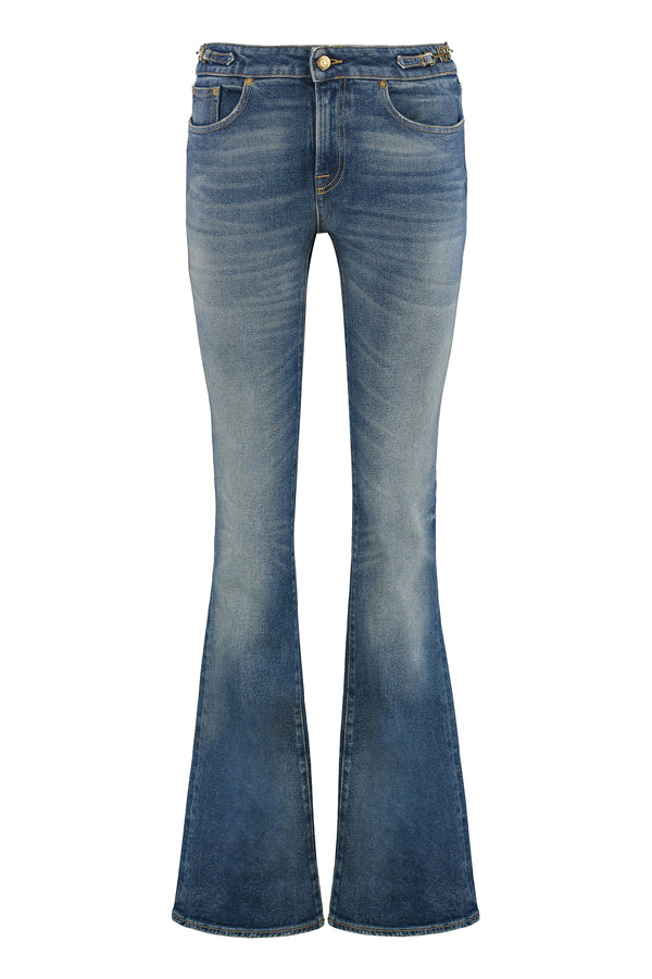 Bootcut Jeans With Vintage Wash Denim Cotton Flared