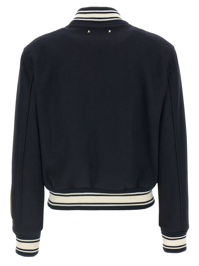 Dirce Bomber Jacket Blue Virgin Wool Down Jacket, Parka, Casual