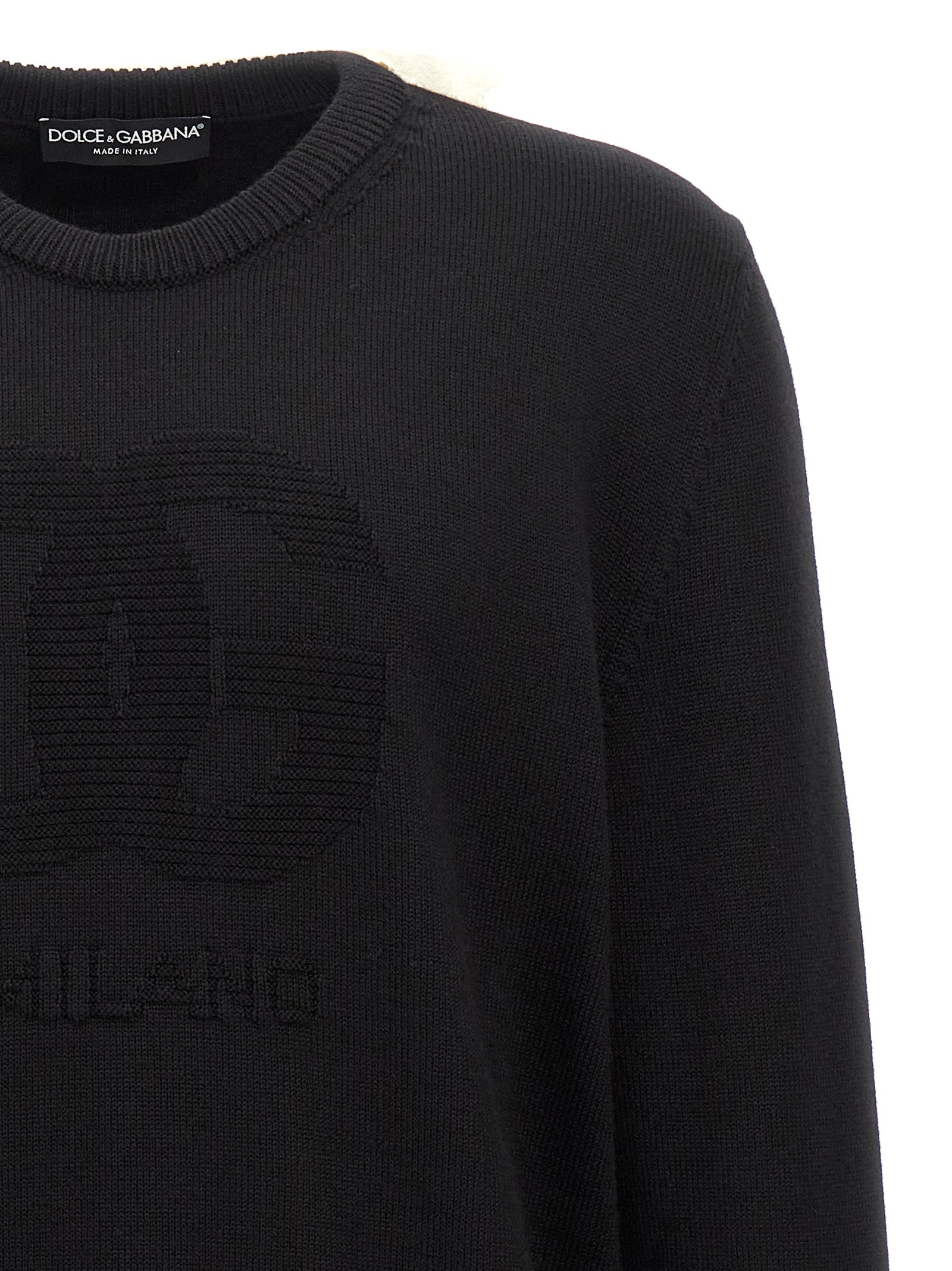 DG intarsia sweater Black Virgin Wool Sweater, Cardigans
