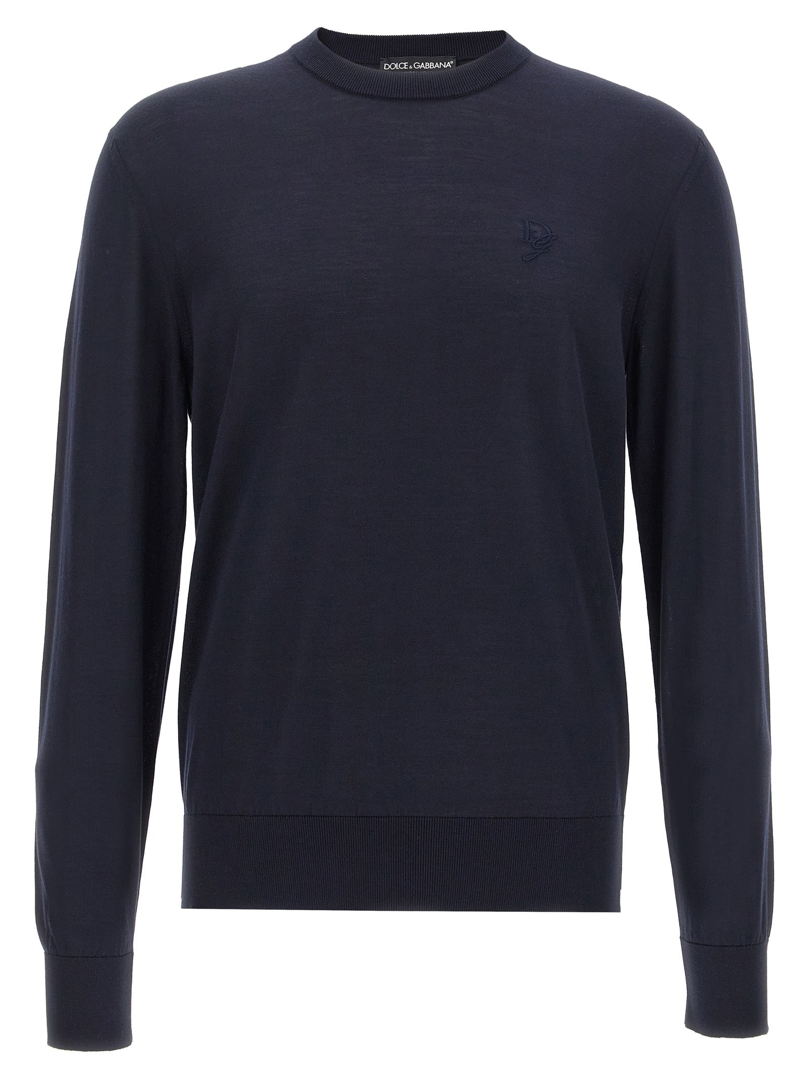 Logo embroidery sweater Blue Silk Sweater, Cardigans