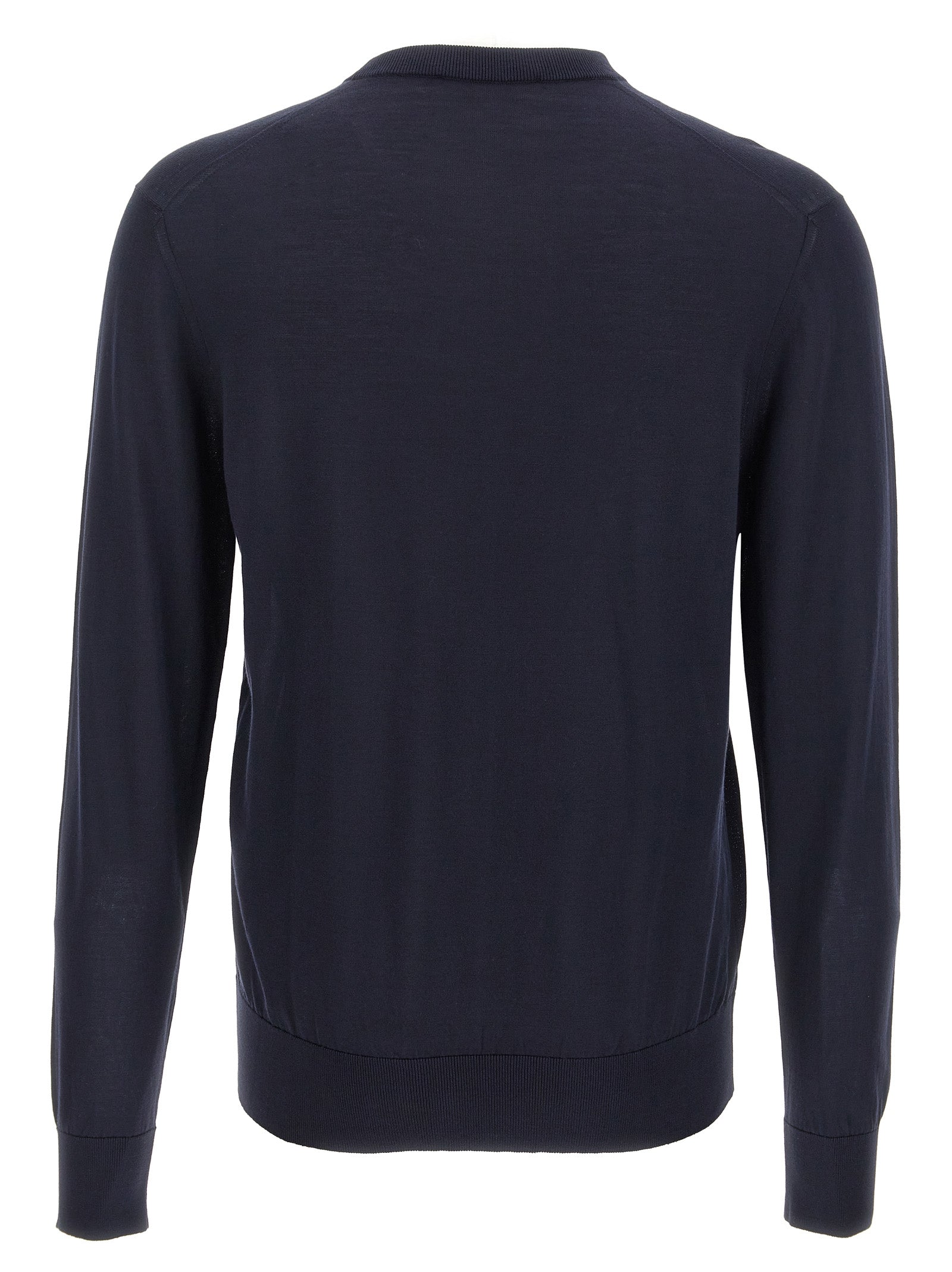 Logo embroidery sweater Blue Silk Sweater, Cardigans