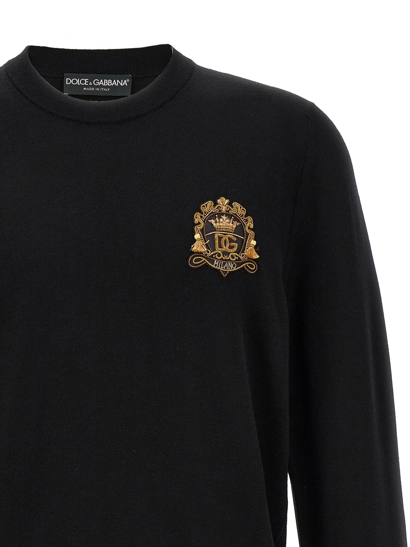 Coat Of Arms Sweater Black Virgin Wool Sweater, Cardigans