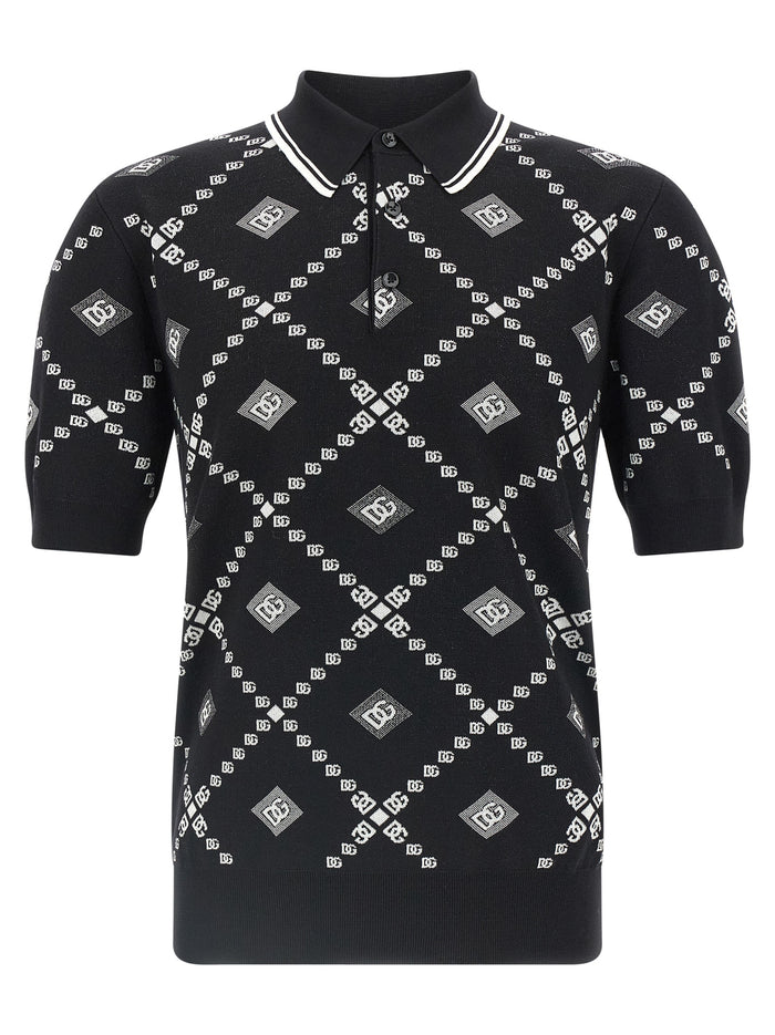 Knitted polo shirt White/black