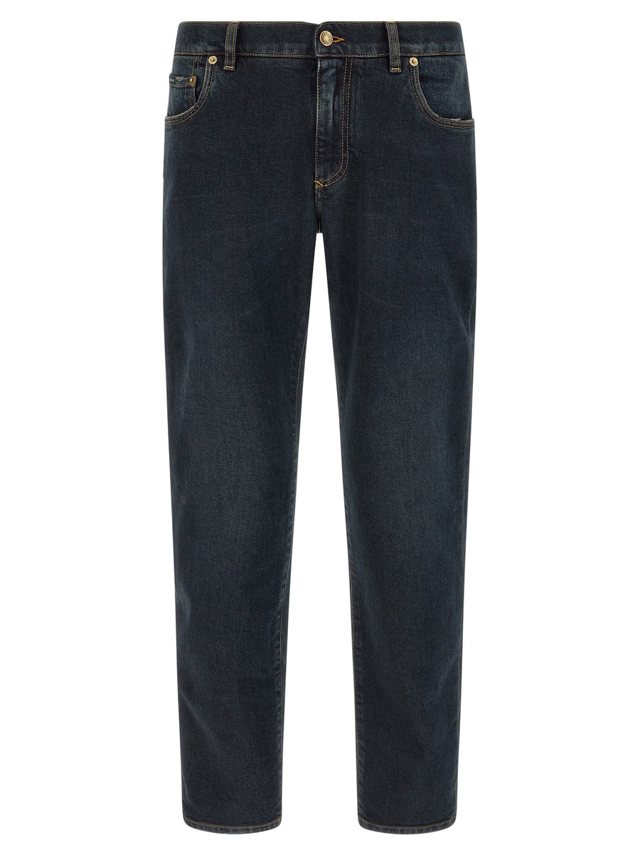Dolce & Gabbana Logo Plaque Jeans — Dark Blue