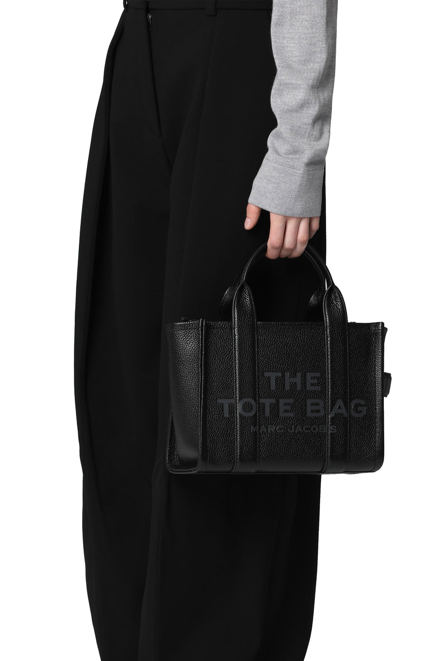 Small Leather Tote Bag Black Cowhide