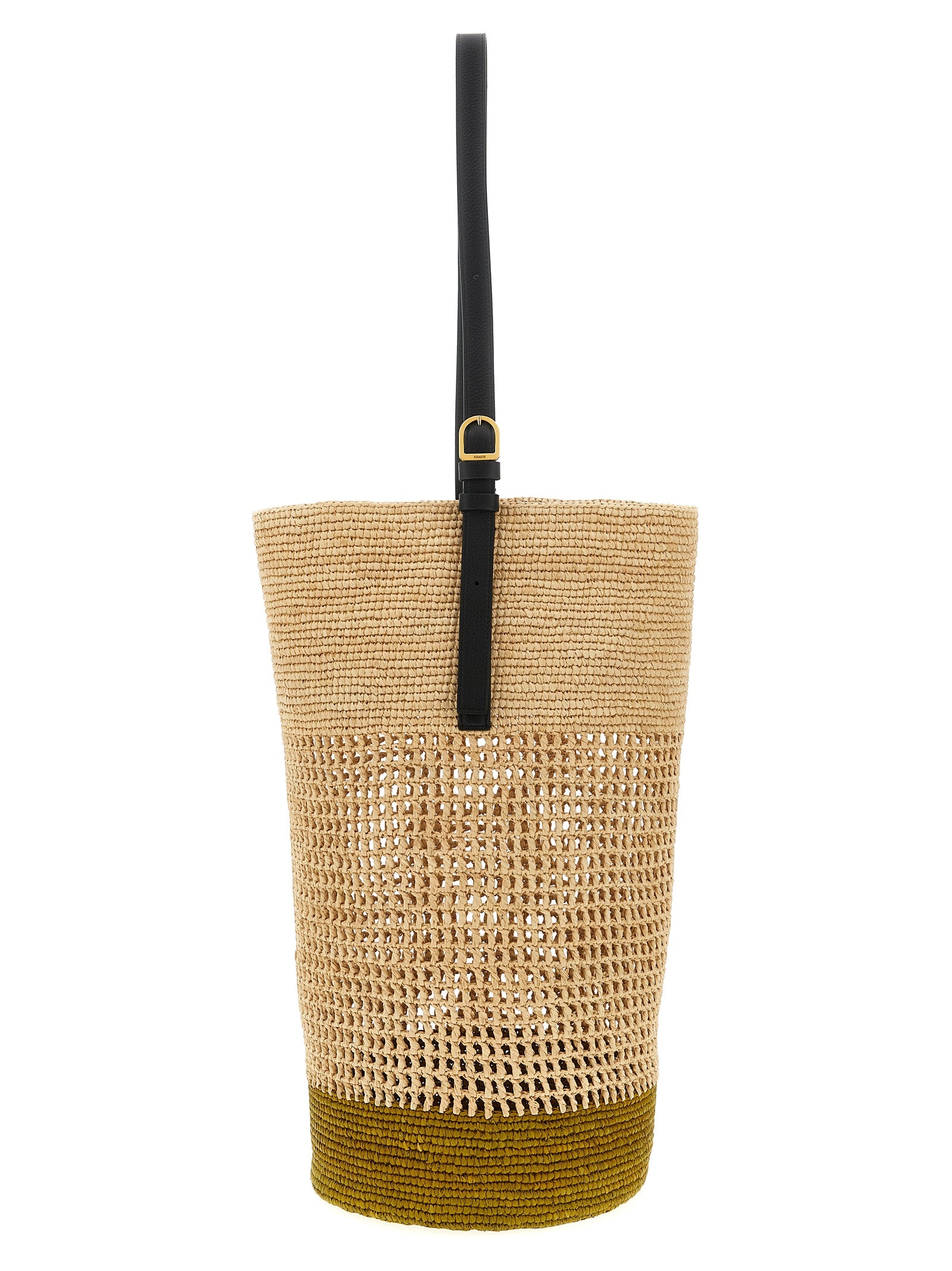 Billie large bucket bag Beige Palm Fiber Calfskin Shoulder