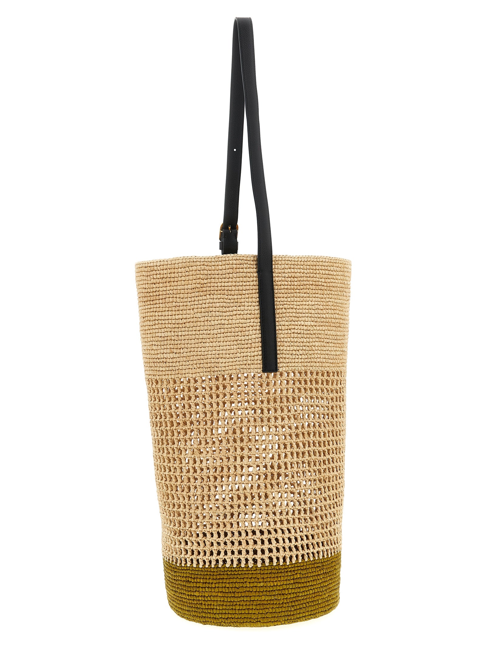 Billie large bucket bag Beige Palm Fiber Calfskin Shoulder