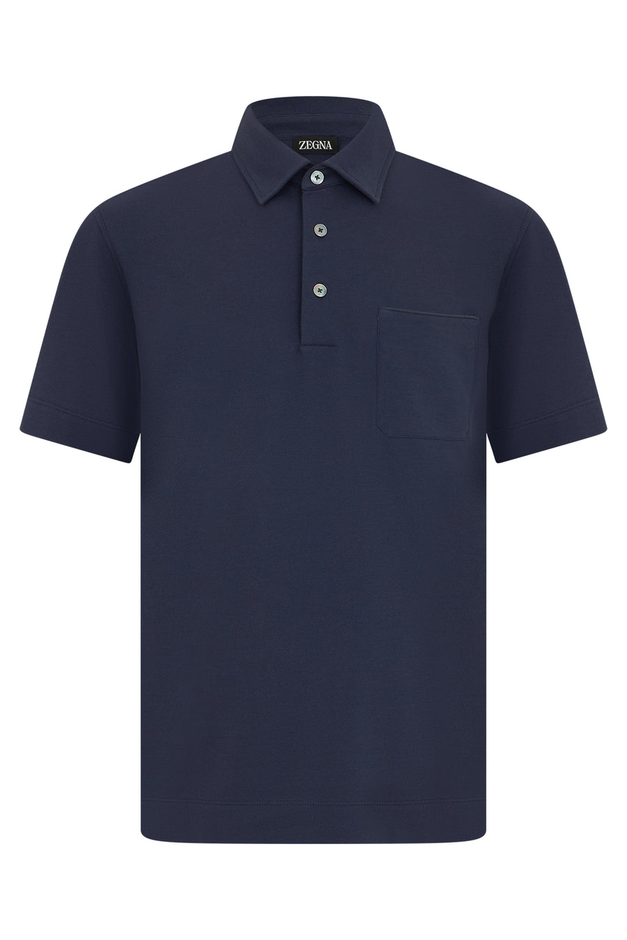 Polo Shirt With Pocket, Blue Cotton