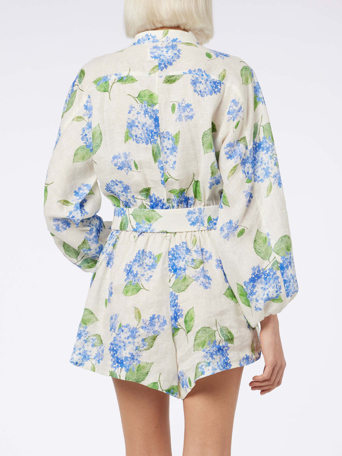 Floral Hanniel Linen Playsuit Sky Overalls