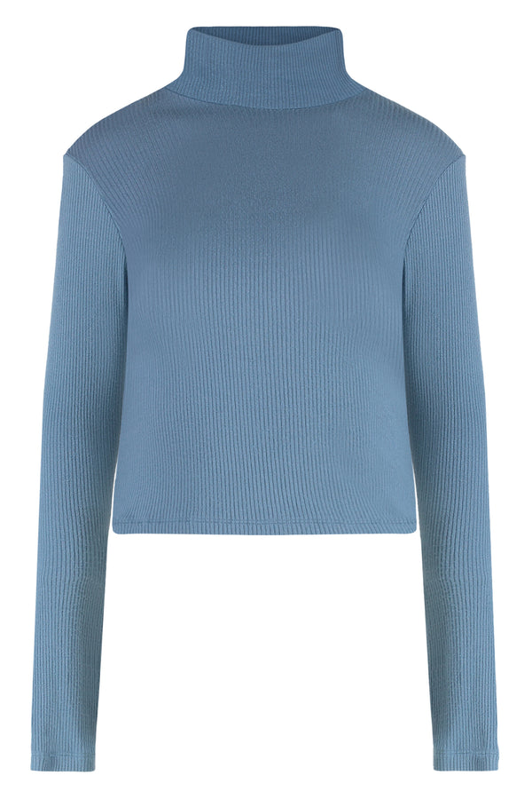 Hailey Ribbed Turtleneck Sweater Light Blue Viscose