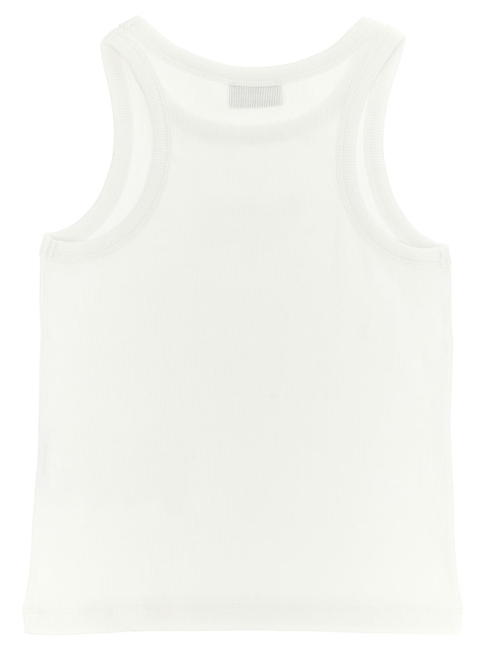 Tank top Lettering Logo White Cotton Lyly Elastane Tops