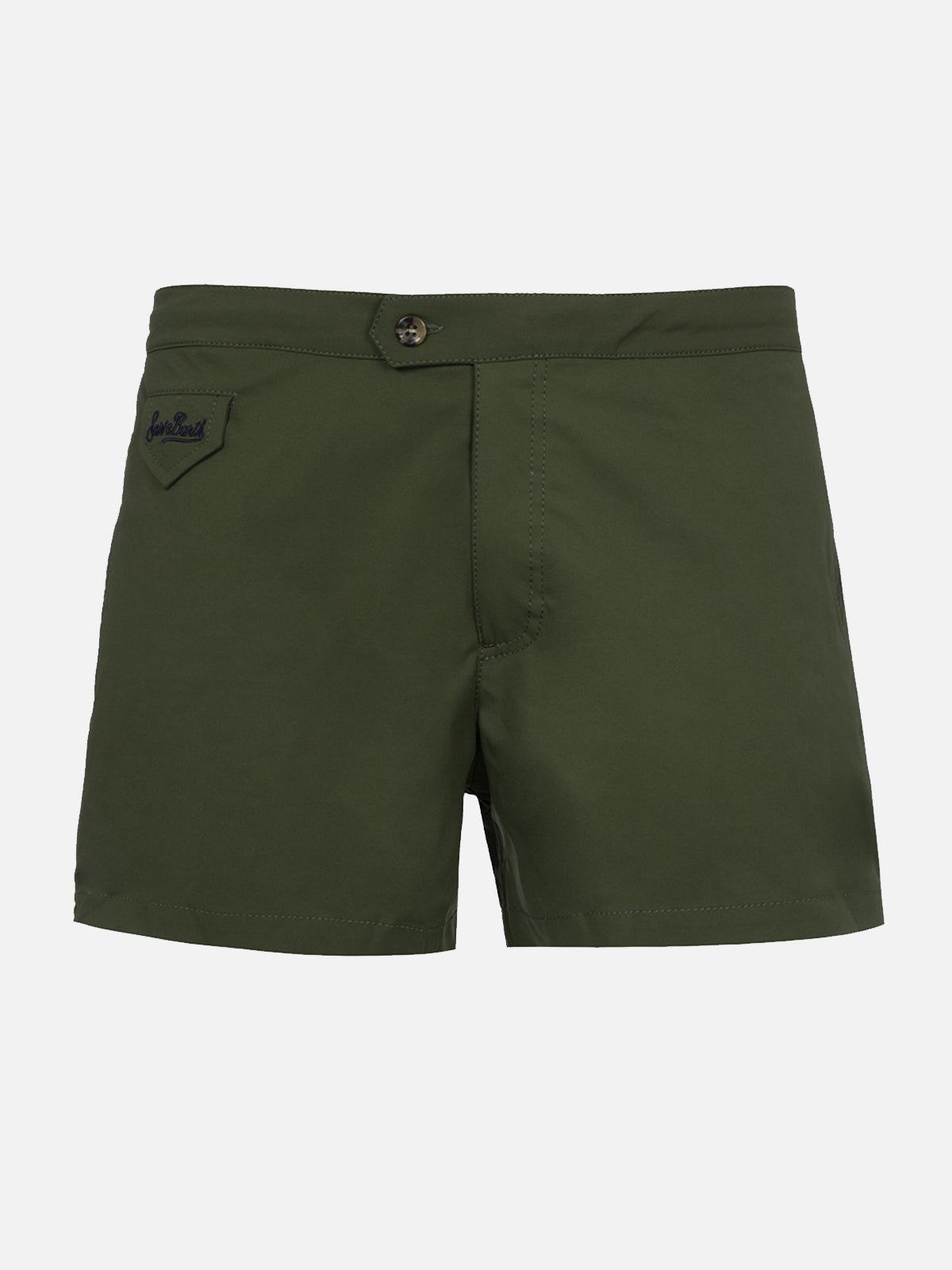 Man Military Green Fitted Cut Swim Shorts Harrys Swimshort