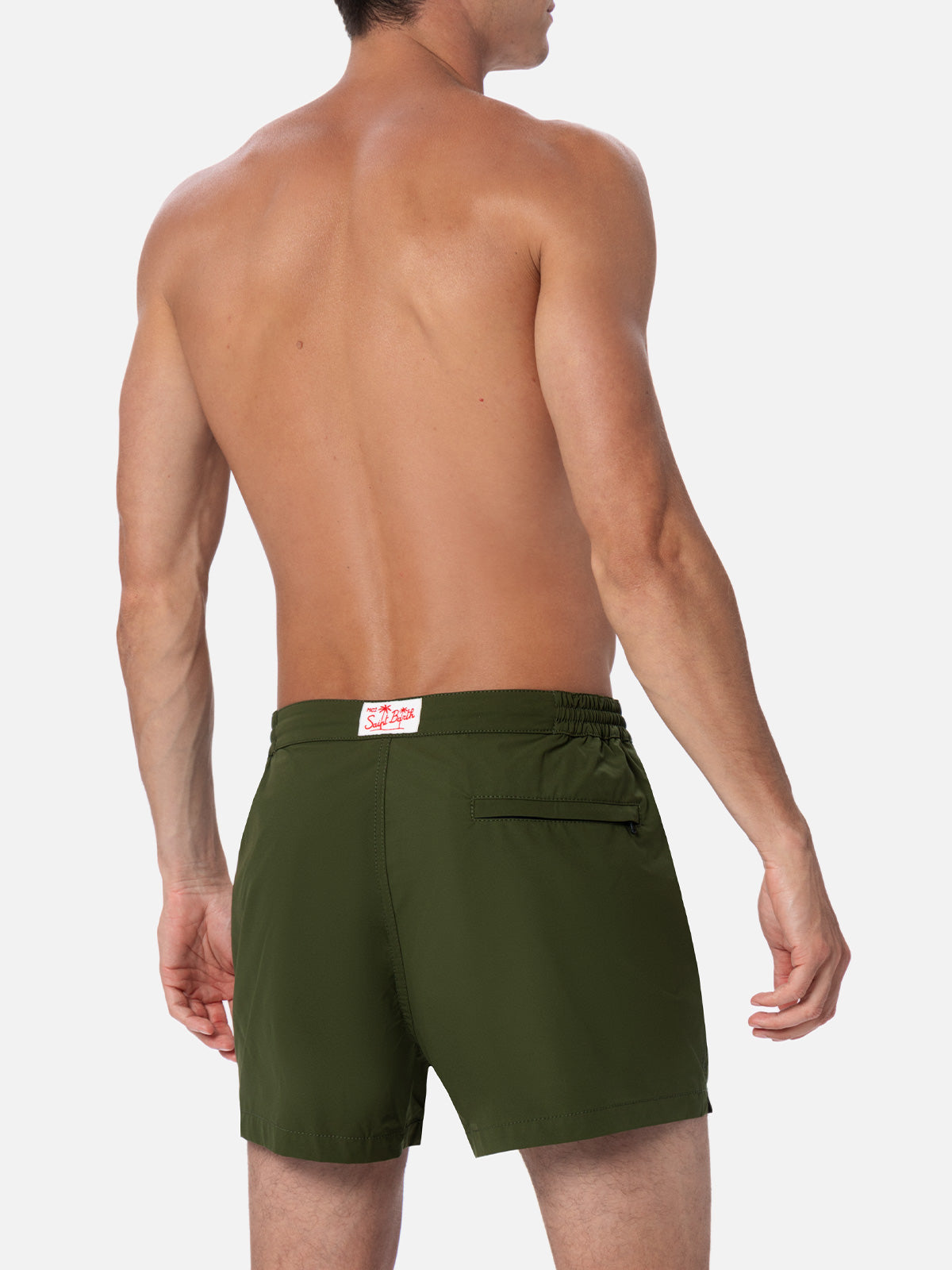 Man Military Green Fitted Cut Swim Shorts Harrys Swimshort