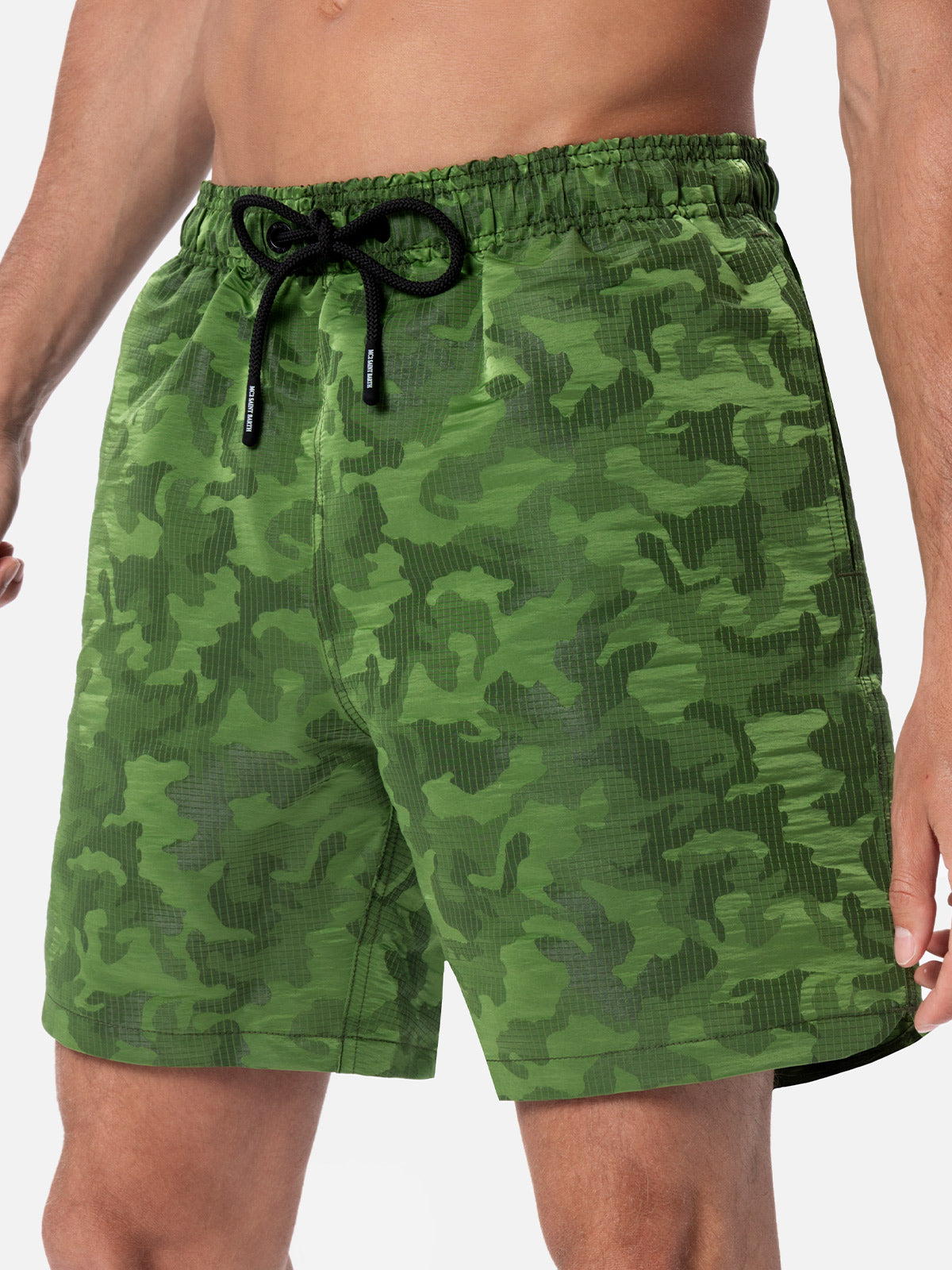 Man Ripstop Fabric Swim Shorts Harbour The Riviera With Camo Jacquard Green Swimshort
