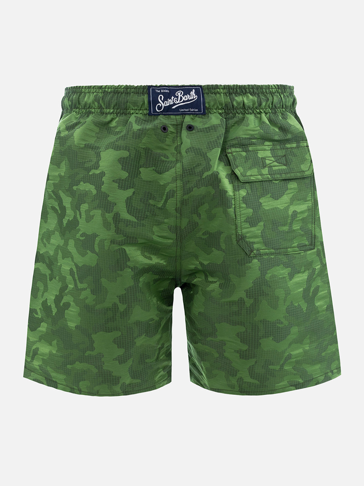 Man Ripstop Fabric Swim Shorts Harbour The Riviera With Camo Jacquard Green Swimshort