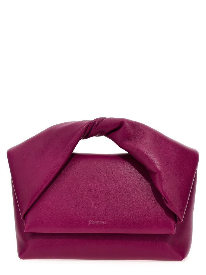 Twister Large Handbag Purple Calfskin Leather Hand Bags