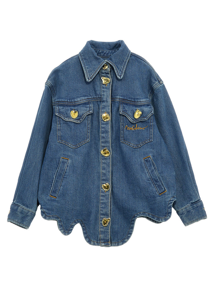 Button detail jacket Blue Cotton Down Jacket, Parka, Casual