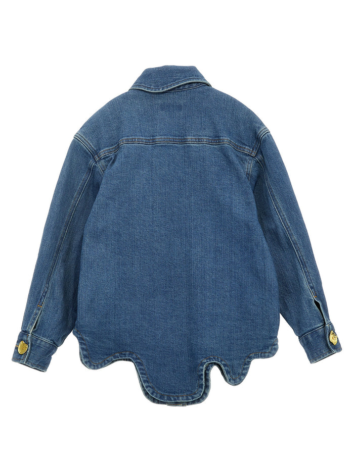 Button detail jacket Blue Cotton Down Jacket, Parka, Casual