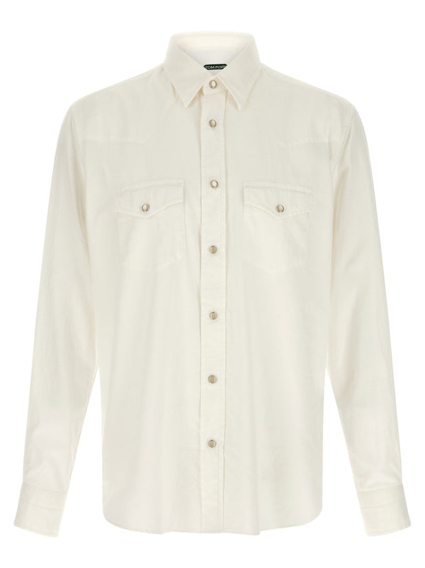 Tom Ford Western-Style Cotton Shirt — Cream