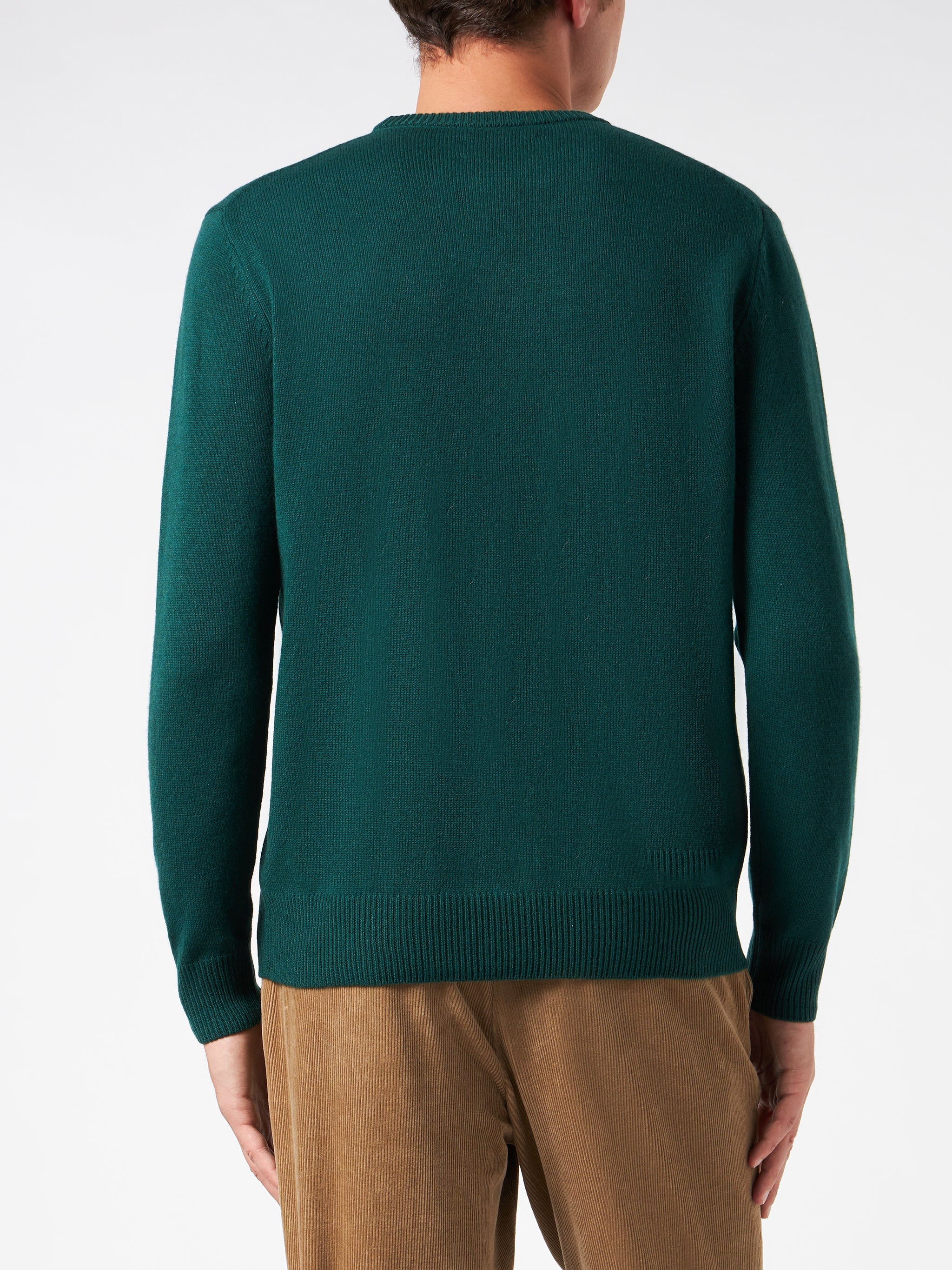Man Crewneck Sweater With Courmayeur Après Ski Embroidery Green