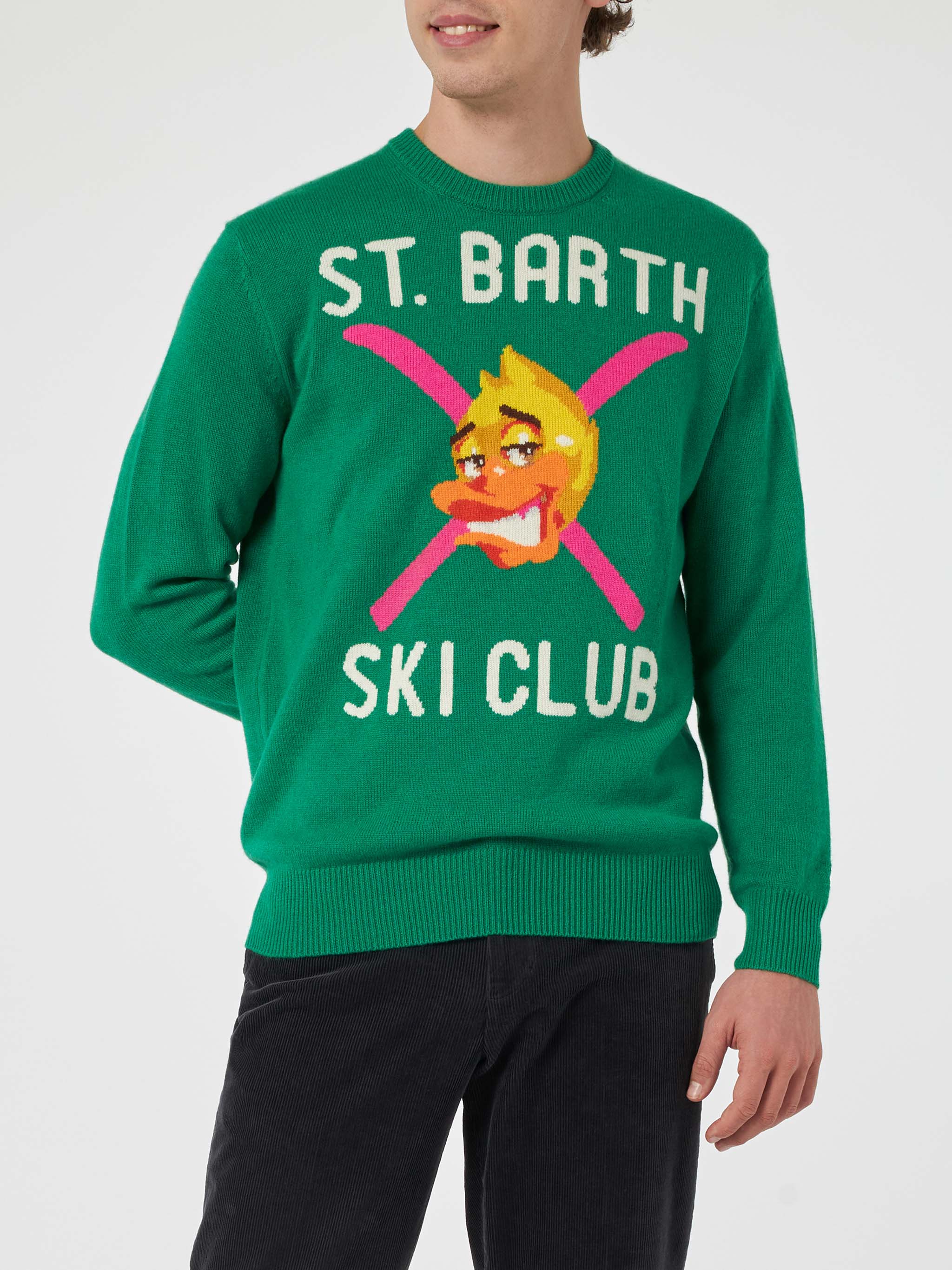 Crewneck Sweater Heron With Crypto Ducky Jacquard | Puppets Special Edition Green