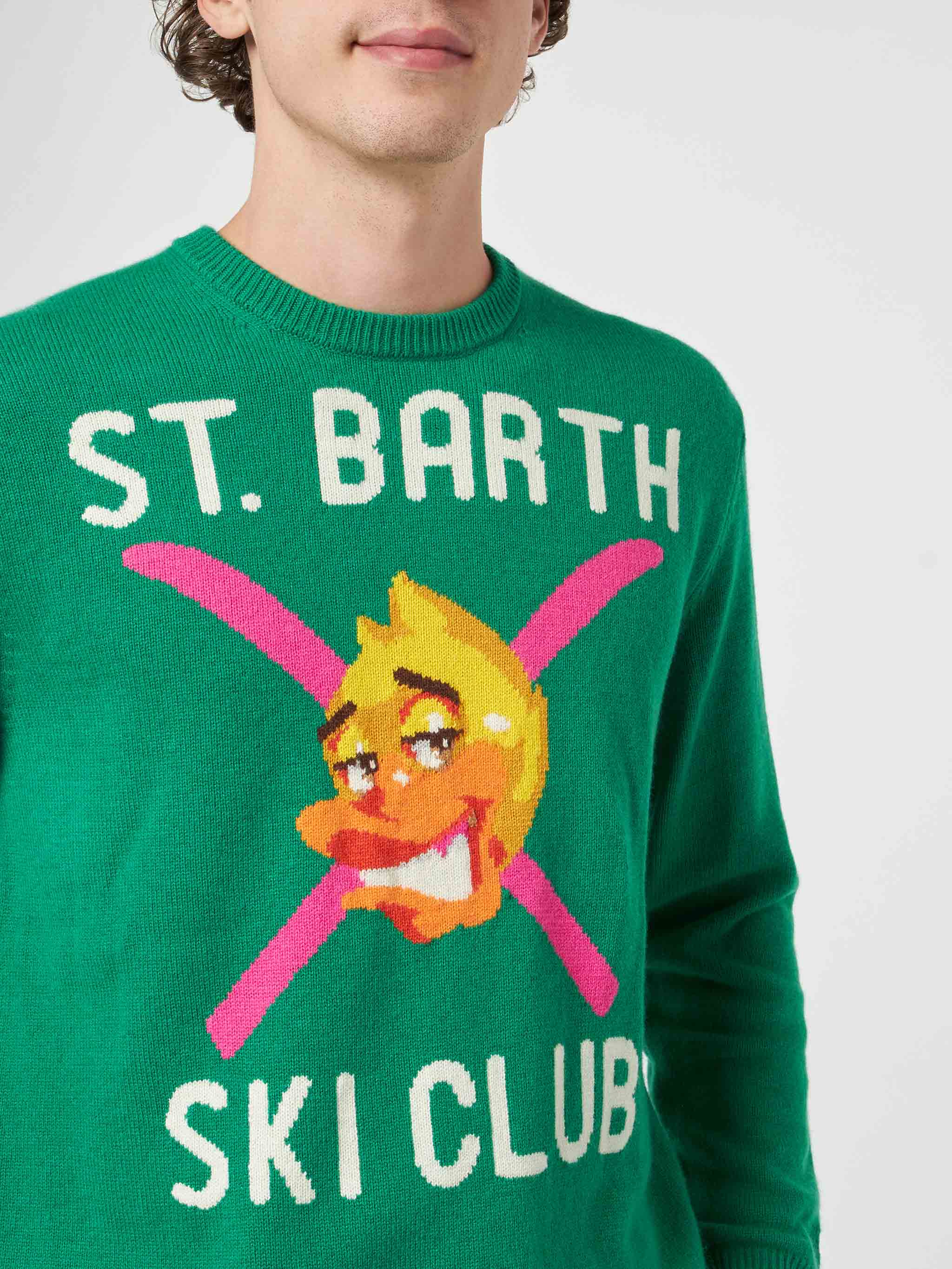 Crewneck Sweater Heron With Crypto Ducky Jacquard | Puppets Special Edition Green