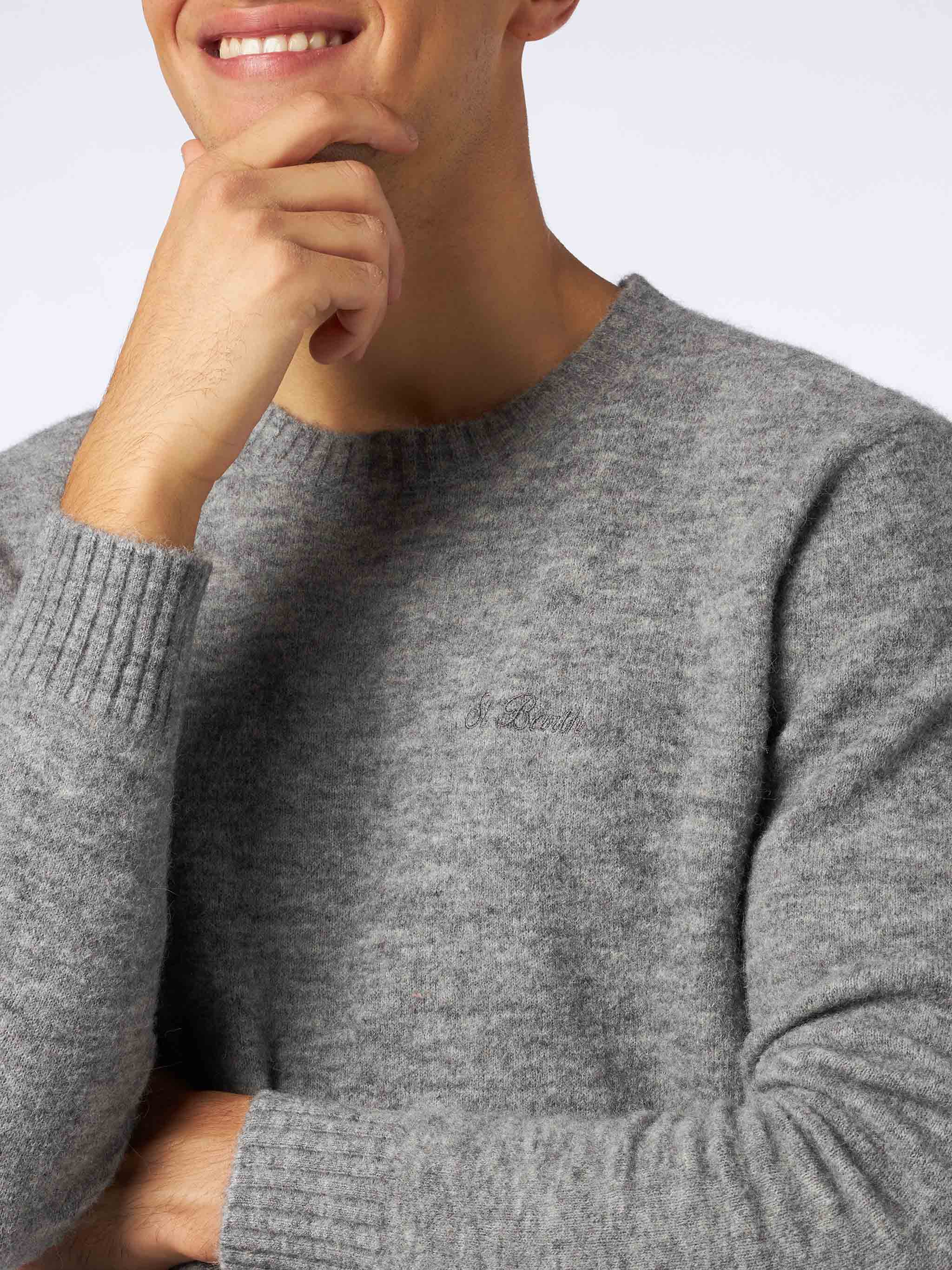 Heron Grey Mélange Stretch Wool Sweater