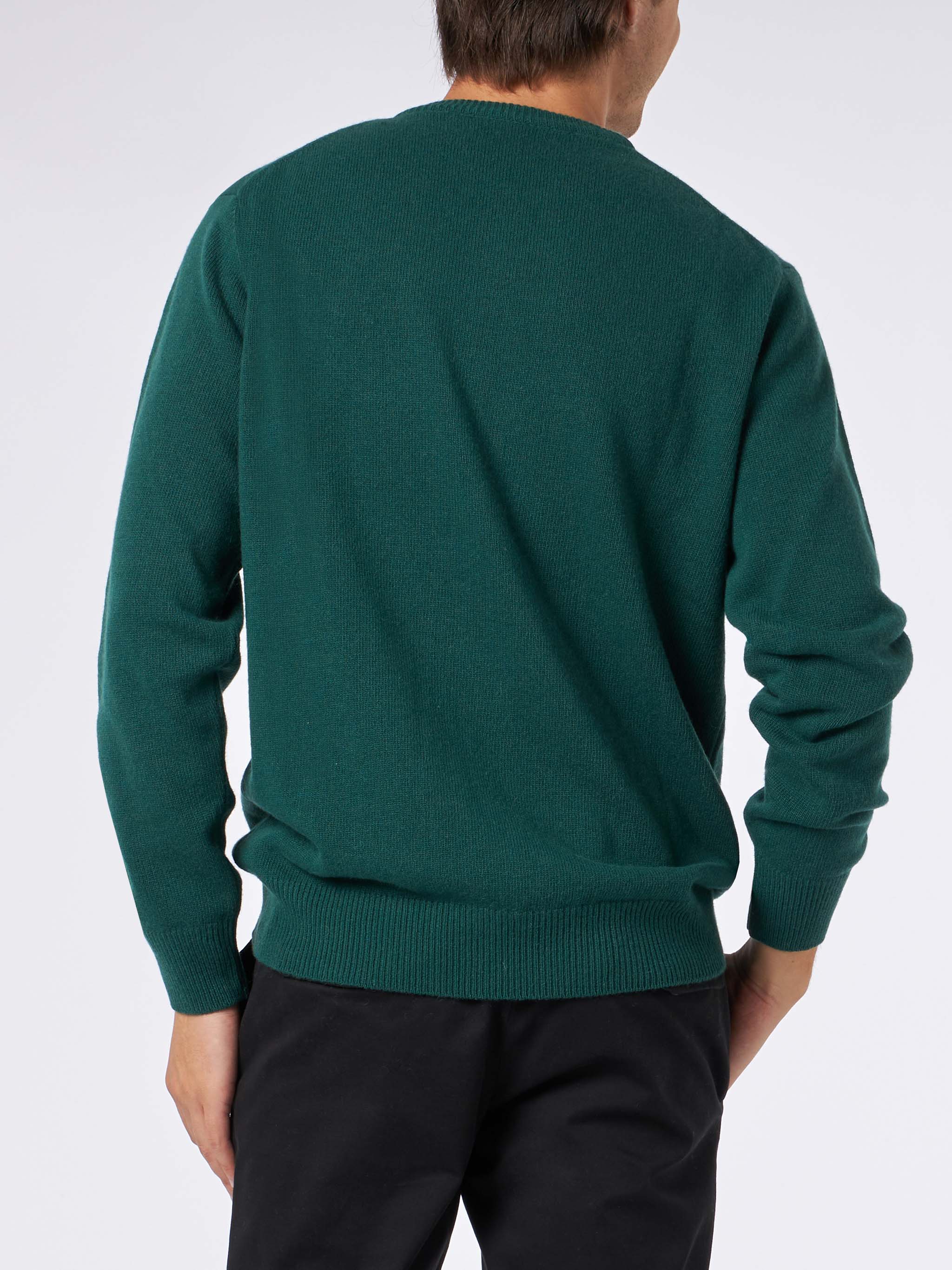 Crewneck Sweater Heron With New York Apple Jacquard Green